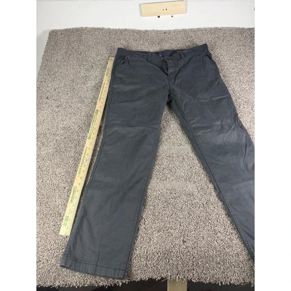 George Mens Slim Straight Chino Pants Charcoal‎ Gray 40x32 Flat Front Trousers